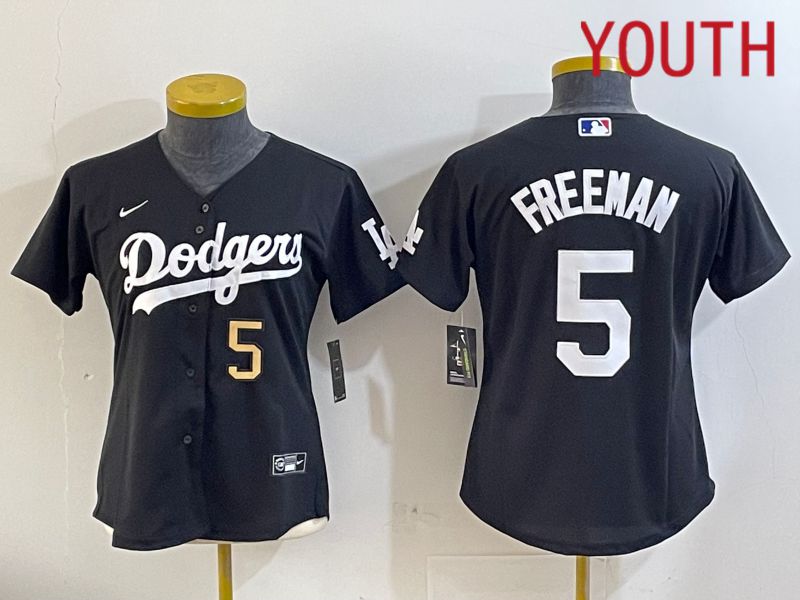Youth Los Angeles Dodgers #5 Freeman Black Game 2024 Nike MLB Jersey style 11214->youth mlb jersey->Youth Jersey